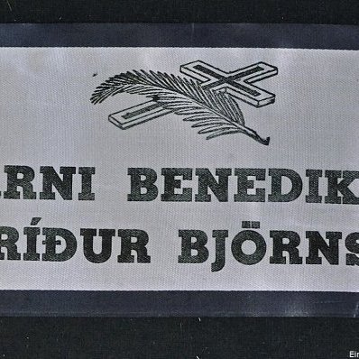 Borði 34: Dr. Bjarni Benediktsson, Frú Sigríður Björnsdóttir. Hinzta kveðja, frá Sjálfstæðisfélögunum í Vestmannaeyjum.