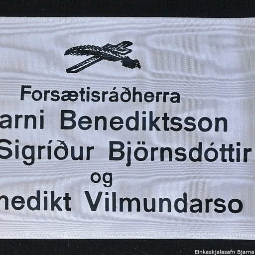 Borði 47: Forsætisráðherra, Bjarni Benediktsson, frú Sigríður Björnsdóttir, og, Benedikt Vilmundarso. Hinzta kveðja, frá Happdrætti Háskóla Íslands.