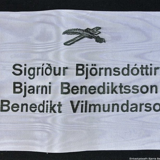 Borði 20: Sigríður Björnsdóttir, Bjarni Benediktsson, Benedikt Vilmundarson. Kveðja, frá Alþýðusambandi Íslands.