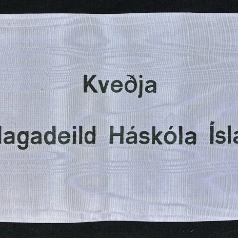 Borði 21: Sigríður Björnsdóttir, Bjarni Benediktsson, Benedikt Bilmundarson. Kveðja, frá lagadeild Háskóla Íslands.