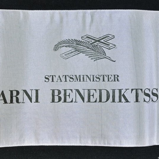 Borði 23: Statsminister, Bjarni Beneditksson. Sidste hilsen, Det Konservative Folkeparti i Danmark.
