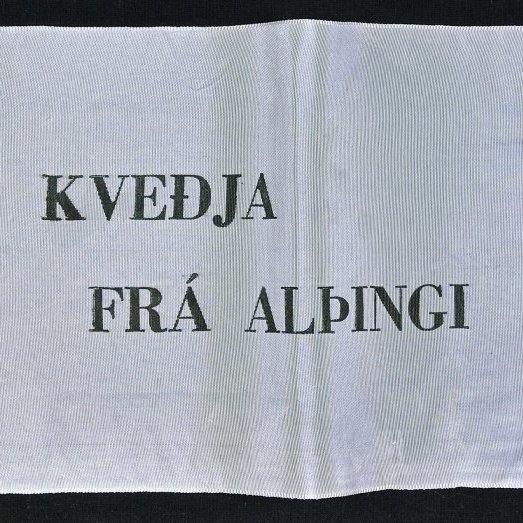 Borði 27:  - . Kveðja, Frá Alþingi.