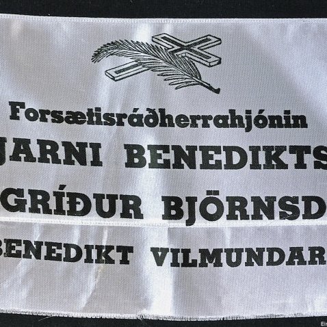 Borði 38: Forsætisráðherrahjónin, Dr. Bjarni Benediktsson, Frú Sigríður Björnsdóttir, og Benedikt Vilmundarson. Aalborg Værft A.S..
