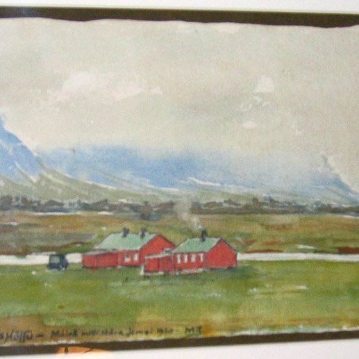 Neðri húsin við Haffjarðará (málari óþekktur).