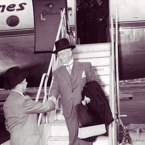 Ólafur sat allsherjarþing Sameinuðu þjóðanna árin 1947 og 1948 og sagði þá reynslu hafa haft mikil áhrif á afstöðu sína til utanríkismála. Mynd: Bræðurnir Ólafur og Thor Thors sem var sendiherra Íslands í Washington 1944-1965.