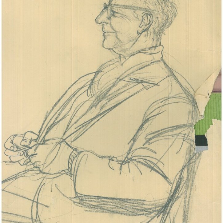 Ólafur Thors teiknaður á Spáni 1951.