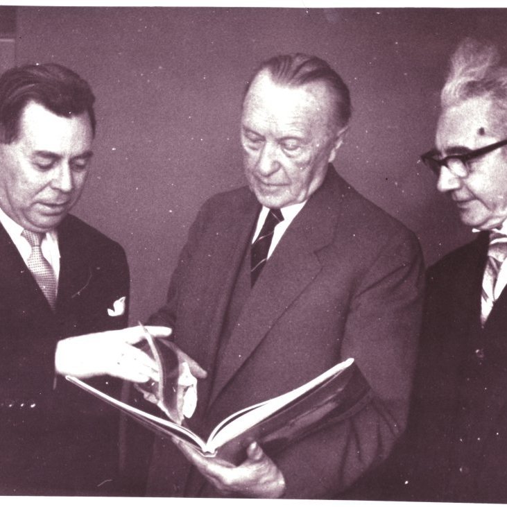 Emil Jónsson, Konrad Adenauer og Ólafur Thors.