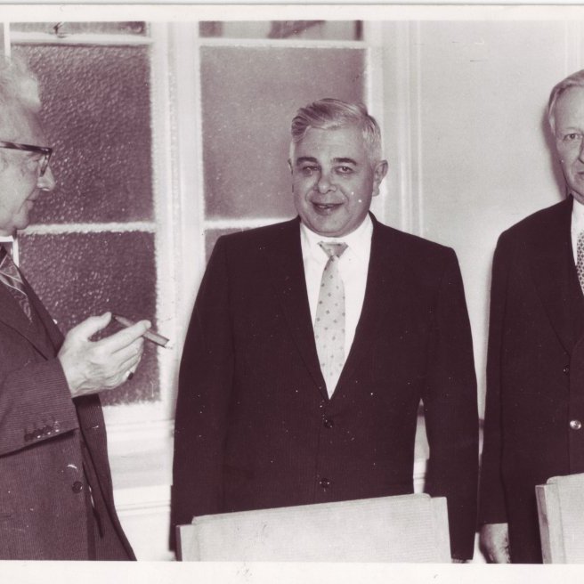 Ólafur Thors, Bjarni Benediktsson og Jón Pálmason frá Akri.