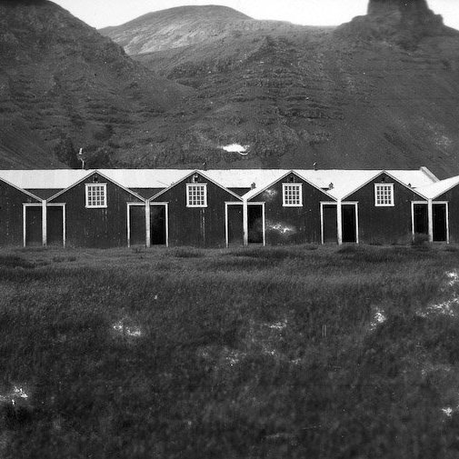 Um 1920 Fjárhúsin sem Thor Jensen lét byggja að Bjarnarhöfn á Snæfellsnesi.