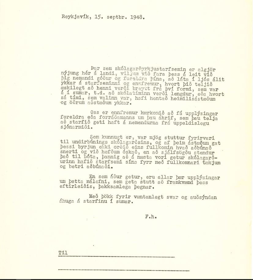 Könnun fyrir skólagarða 1948